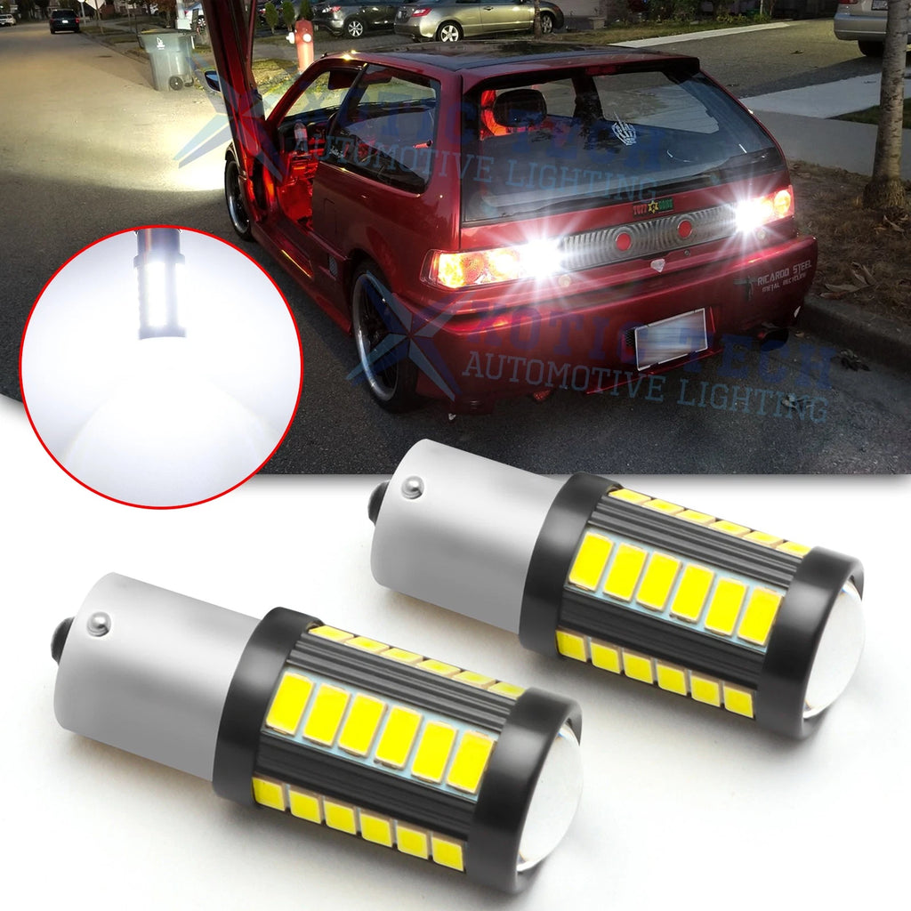 White 1156 LED Reverse Backup Light Bulbs for Honda Civic (1973–1995)