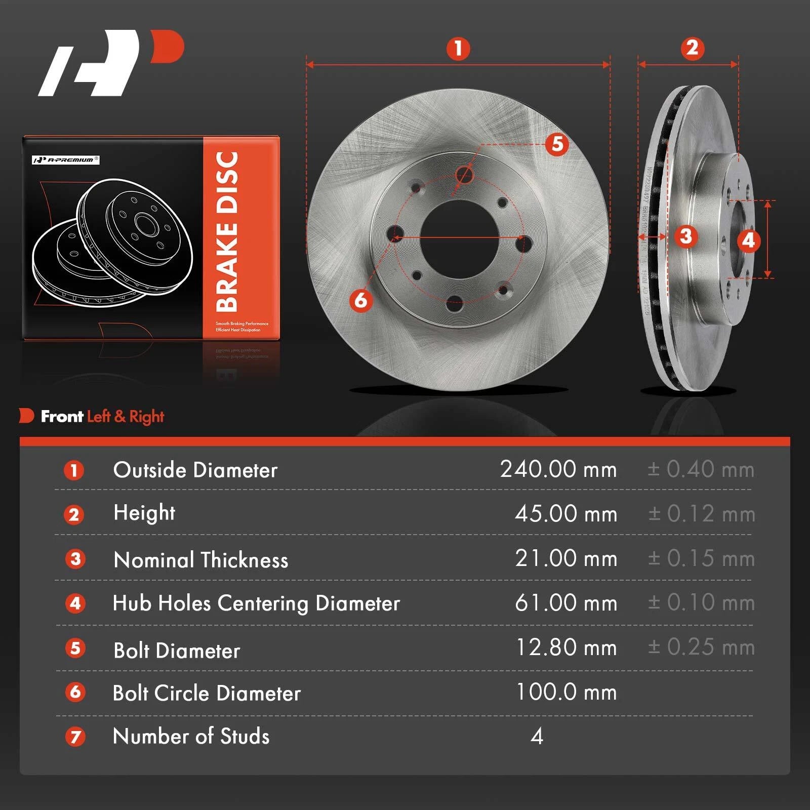 2Pcs Front Disc Brake Rotor for Honda Civic (1990-2000)