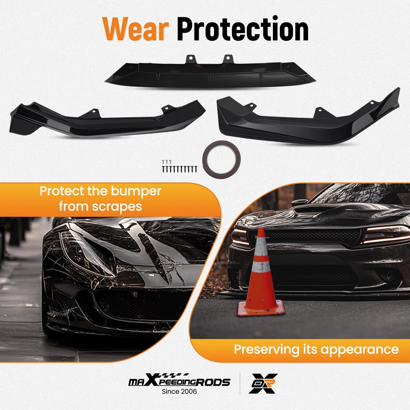 3PCS Front Lower Bumper Lip Kit for Honda Civic (2022–Present)