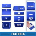 9pcs Gear Shift Panel Switch Button Cover Trim for Honda Accord (2018–2022) Blue