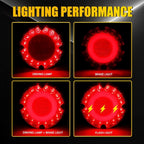 Set of 4 7" Round Red 36-LED Tail Lights for School Bus (YYYY–YYYY)