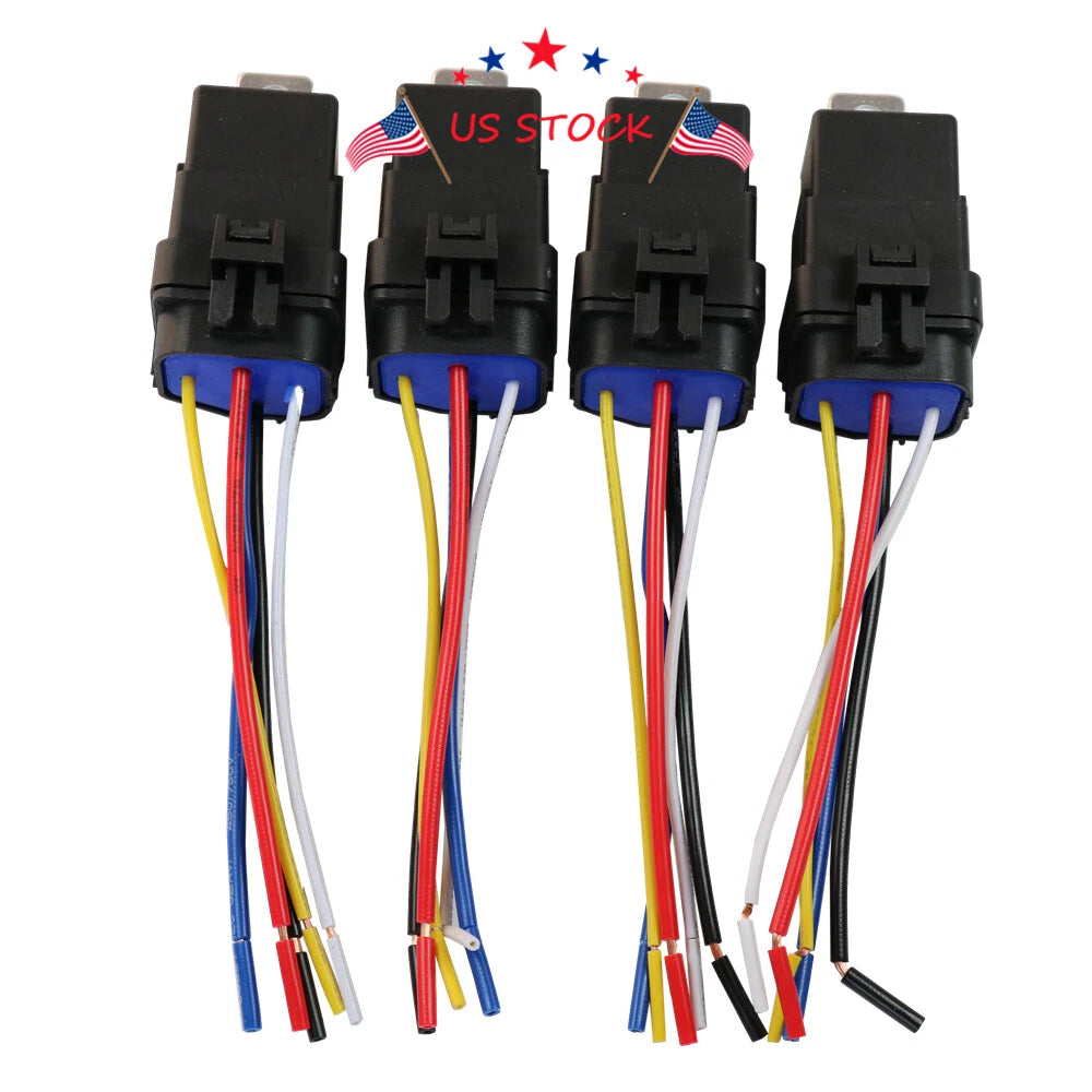 Set of 4 Heavy Duty 5 Pin 12V Car Auto Relay Waterproof Socket for Vehicles