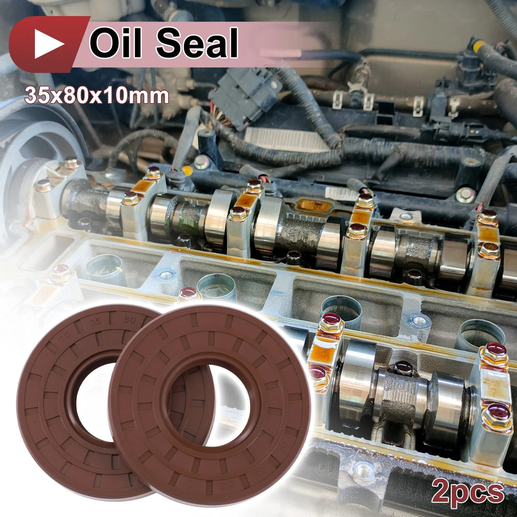 2X Oil Seal Rotary Shaft Seal for Various Models (35x80x10mm) FKM Rubber