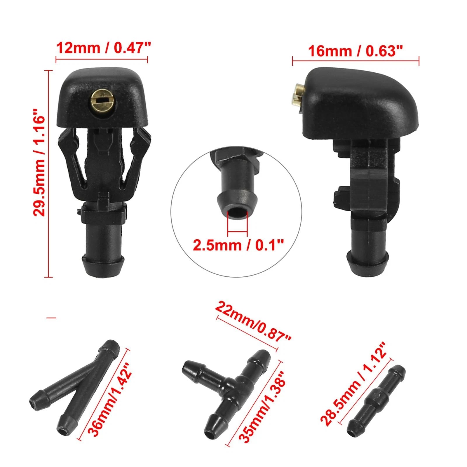 Set of 4 Front Windshield Wiper Nozzles for Nissan Titan, Infiniti QX56