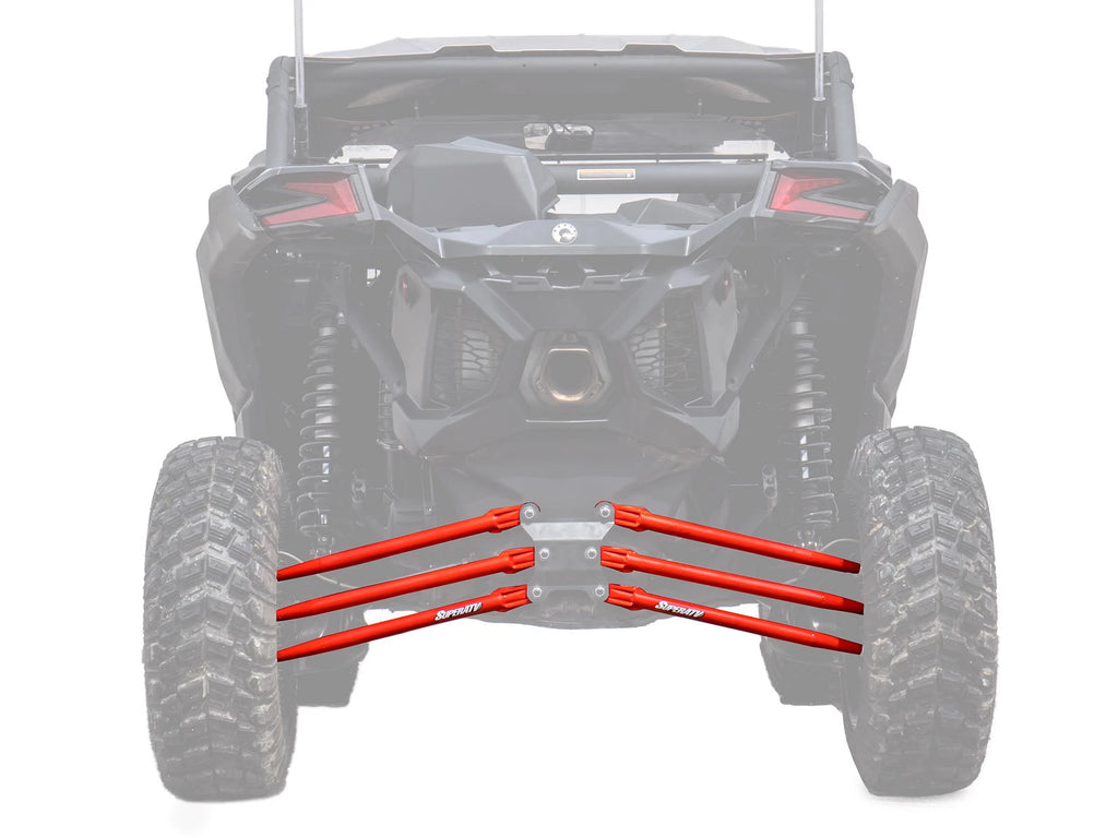 SuperATV Tubed Rear Radius Rods for Can-Am Maverick X3 (2017–2023) - Red