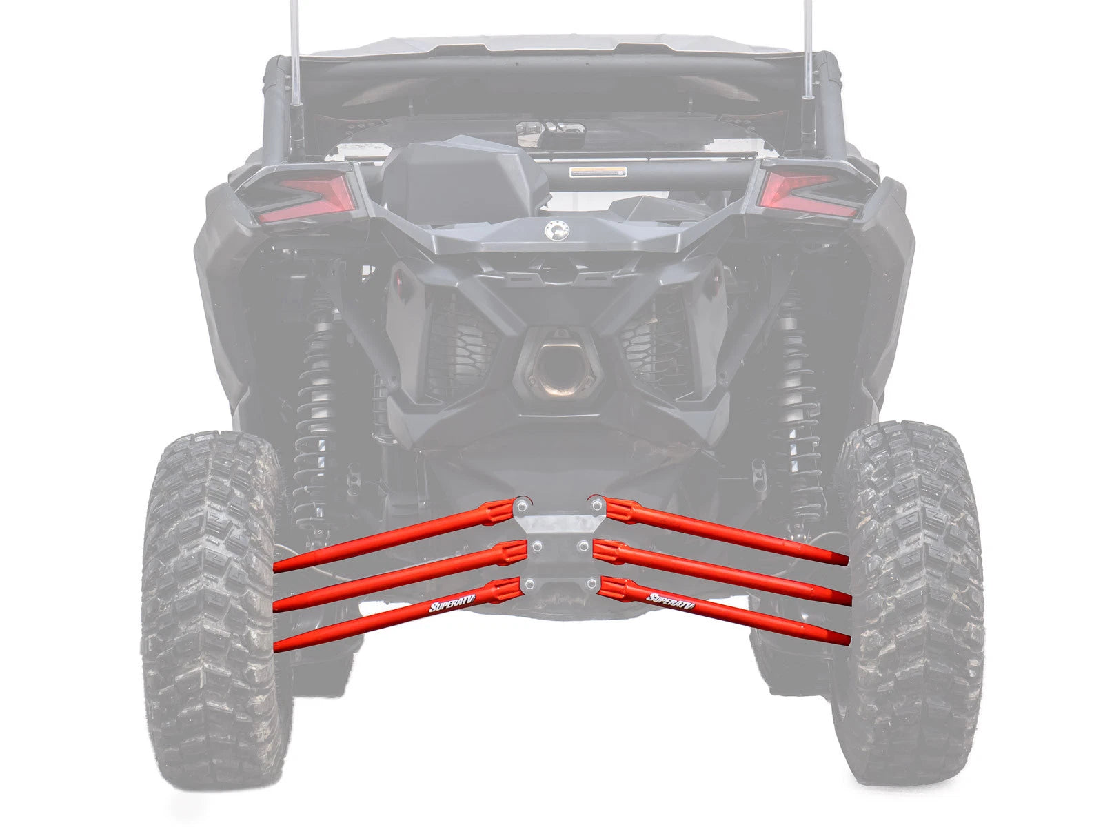 SuperATV Tubed Rear Radius Rods for Can-Am Maverick X3 (2017–2023) - Red