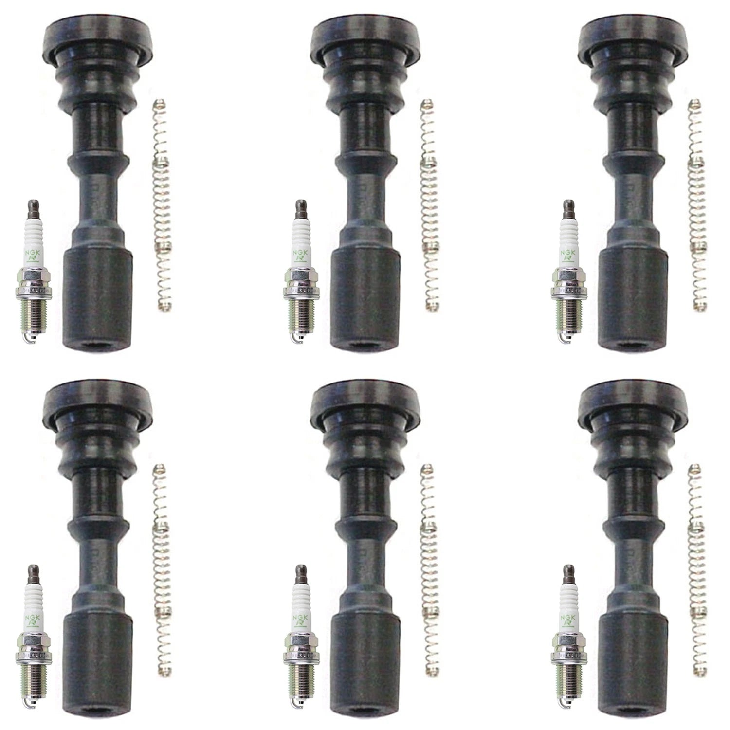Set of 6 NGK V-Power Spark Plugs & Denso Coil Boots for Santa Fe Sedona Sorento (V6)