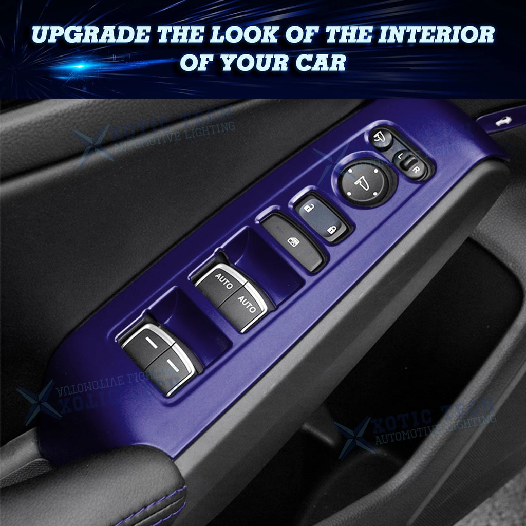 4Pcs Blue Interior Window Lift Button Cover Trim for Honda Civic (2022-2025)