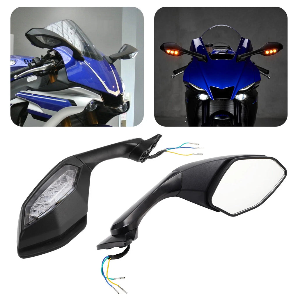 LED Turn Signal Rear View Mirrors for Yamaha YZF R1, R6