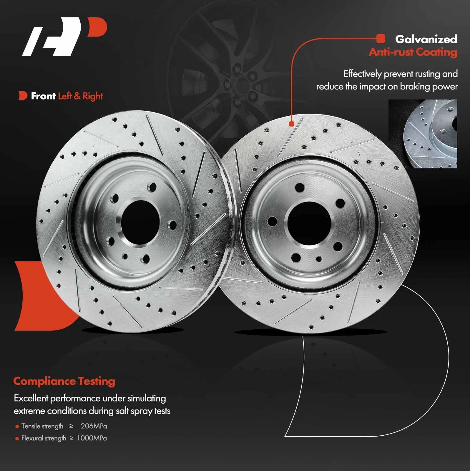 Front Side Drilled Brake Rotors for Ford Explorer (2011-2019)