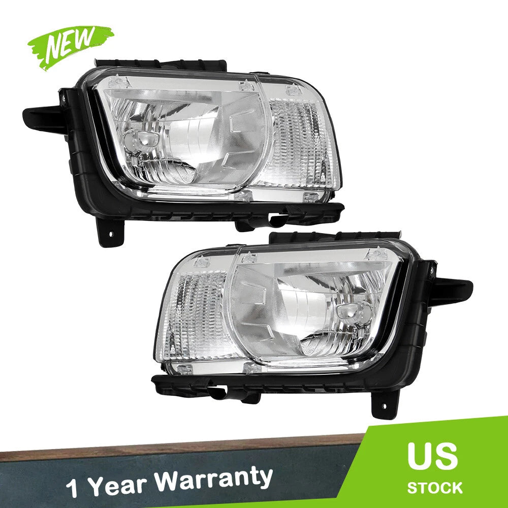 Set of 2 Clear Headlights for Chevy Camaro (2010–2013)