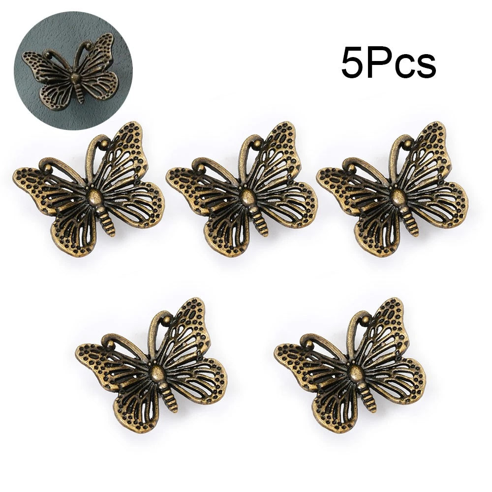 5X Vintage Butterfly Drawer Door Cabinet Knob Pull Handle Zinc Alloy