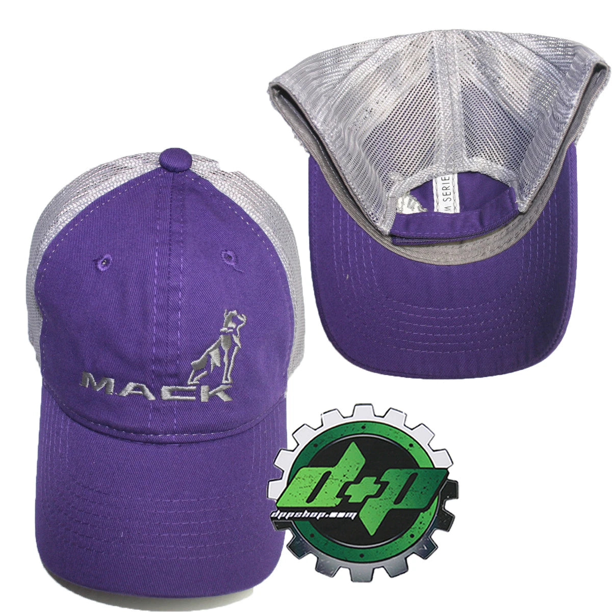 Mack Trucks Purple Bulldog Hat for Women - Gray Mesh Adjustable Closure