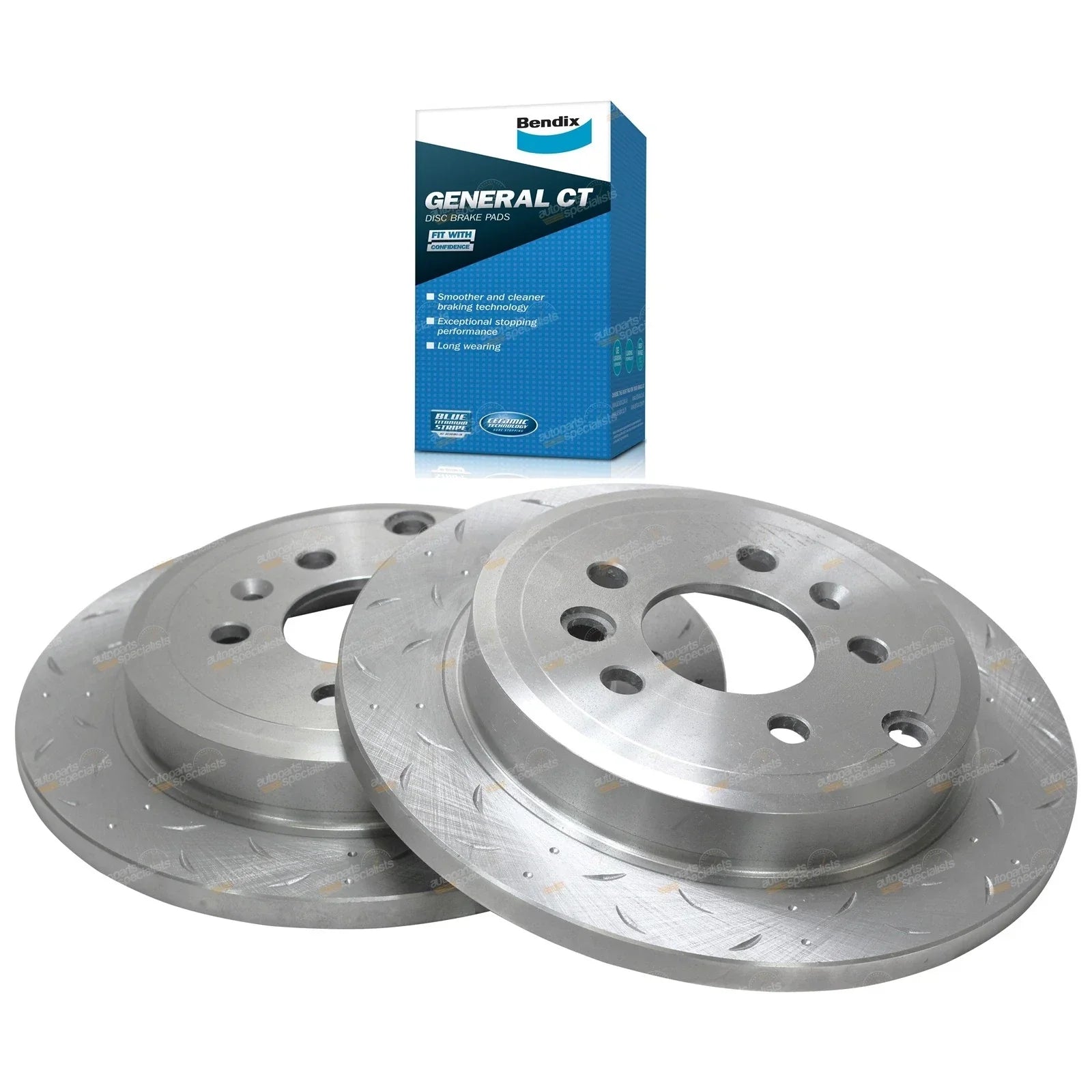 Rear Slotted Drilled Rotors+Pads Ford Falcon BA BF (2002 - 2012)