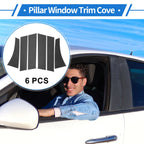Set of 6 Door Pillar Window Trim for Mitsubishi (Carbon Fiber Pattern)