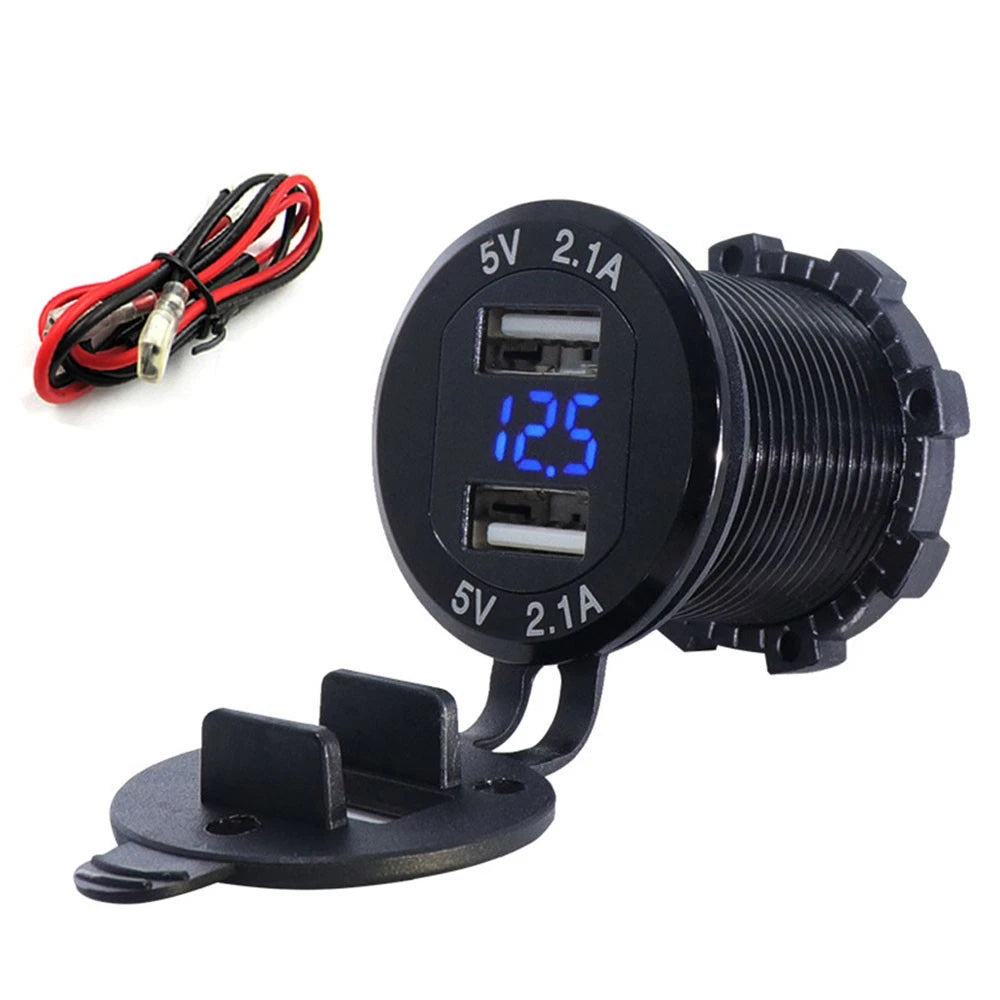 Dual Ports USB Charger for Car with 60cm Line Cigarette Lighter Socket