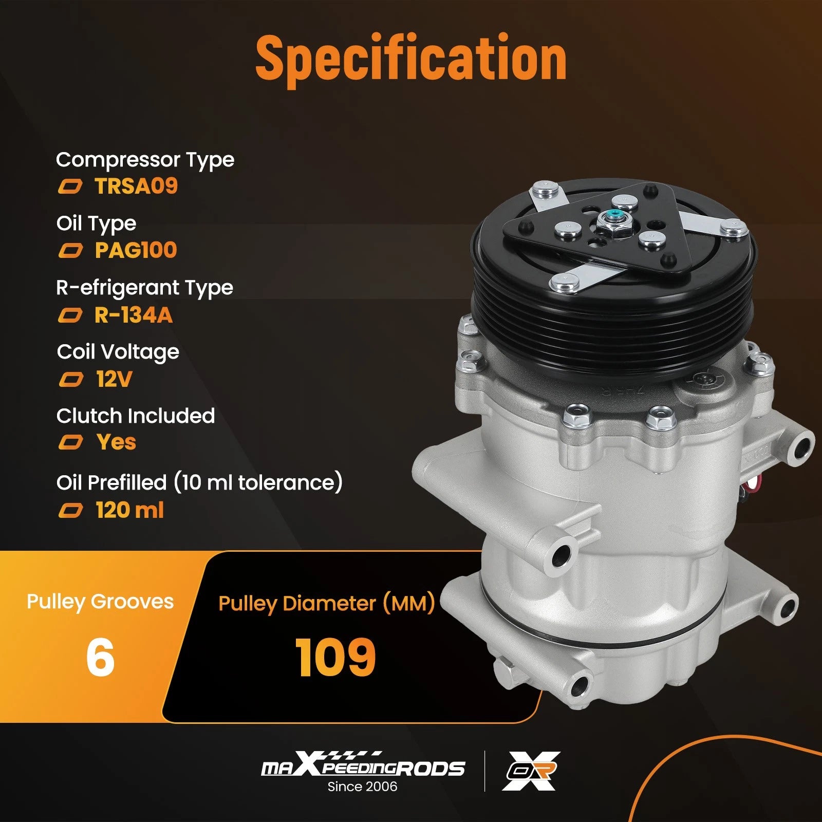 A/C Compressor for Honda Civic L4 1.7L (2002–2005)