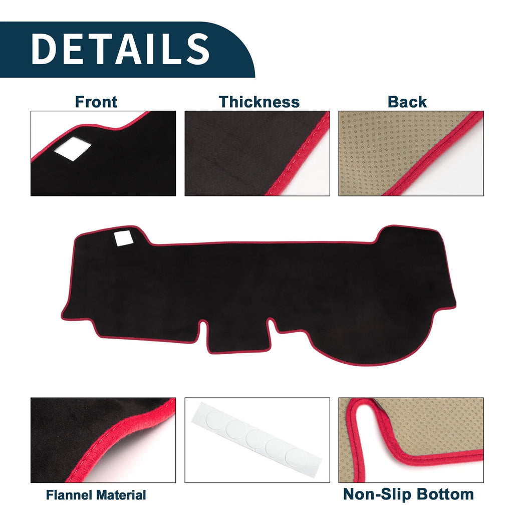 Dashboard Cover Mat for Honda N-WGN JH3/JH4 (2013–2020) Black Red Set of 1