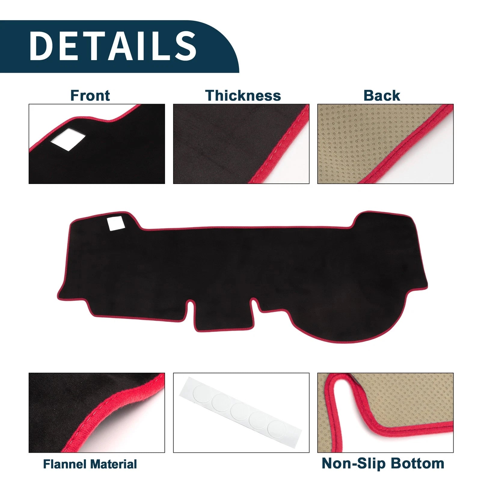 Dashboard Cover Mat for Honda N-WGN JH3/JH4 (2013–2020) Black Red Set of 1