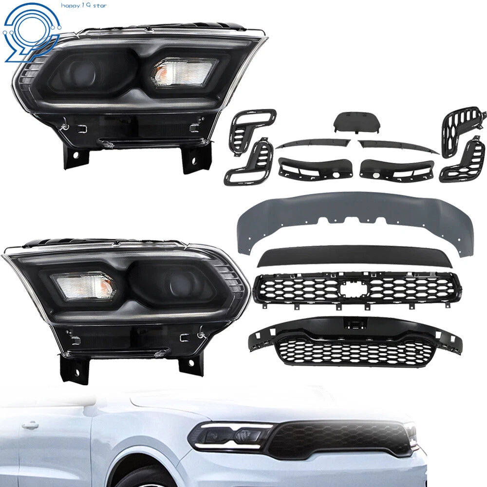 Front Bumper Grill & Headlight Assembly Pair for Dodge Durango (2021–2023)