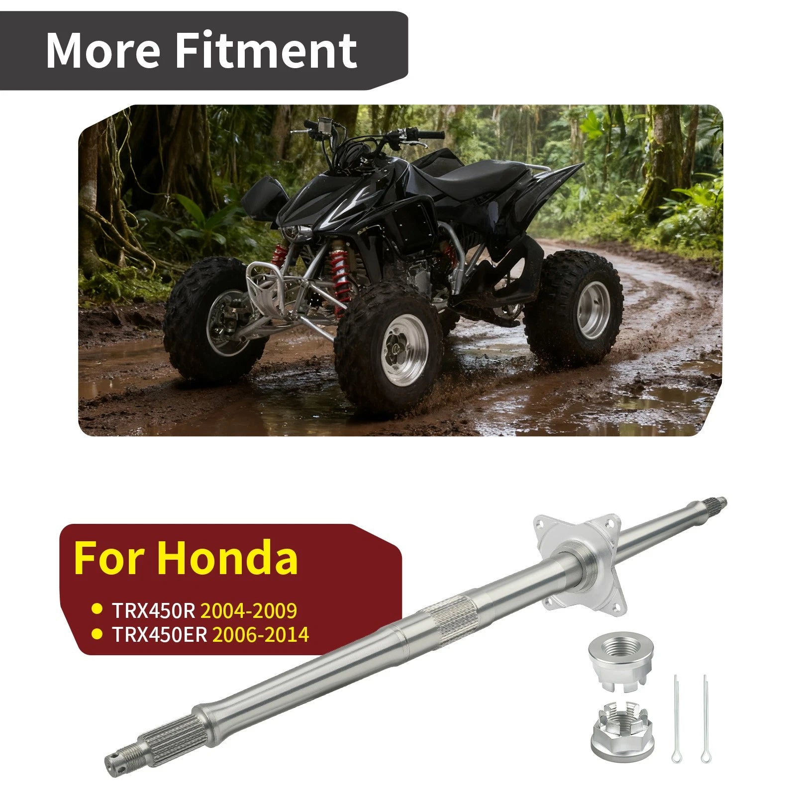 Rear Wheel Axle Shaft With Nuts for Honda TRX450ER (2006–2014) 42310-HP1-000