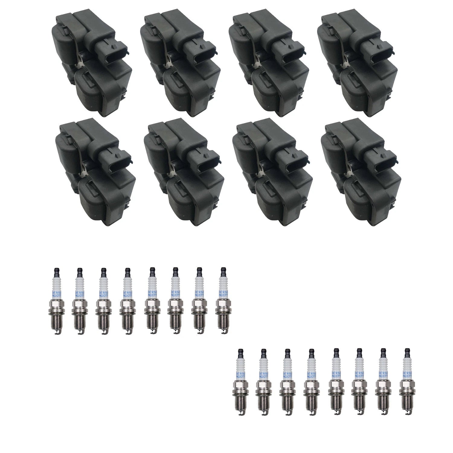 Set of 8 Ignition Coils & 16 Spark Plugs for Mercedes C55 AMG (2005–2006)