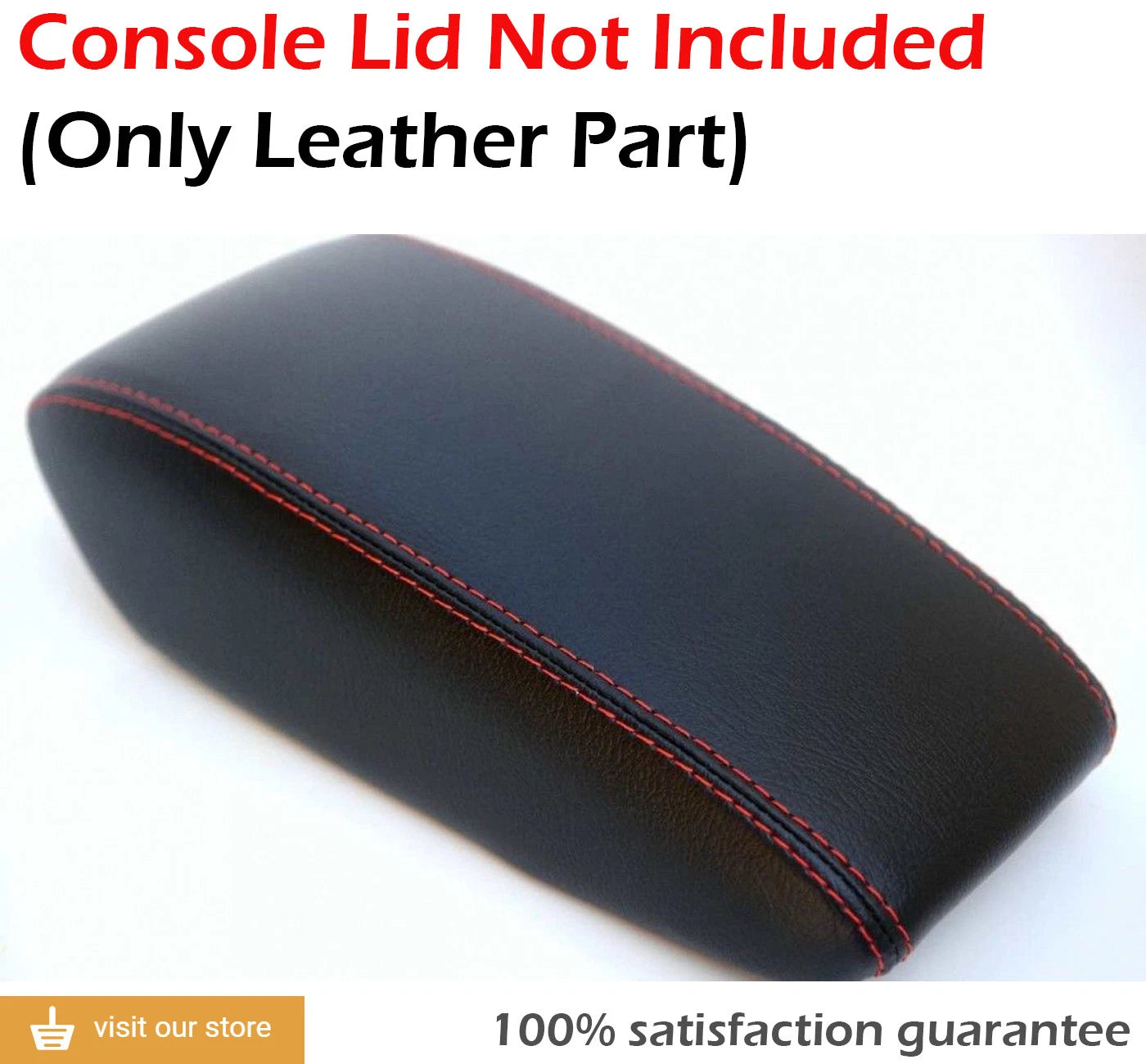 Leather Synthetic Console Armrest Cover for Chevrolet Cruze (2016–2018) Red Stitch