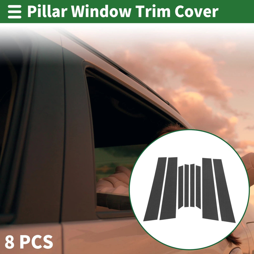 8 Pcs Door Pillar Window Trim for BMW X6 (2015–2019) Carbon Fiber Black