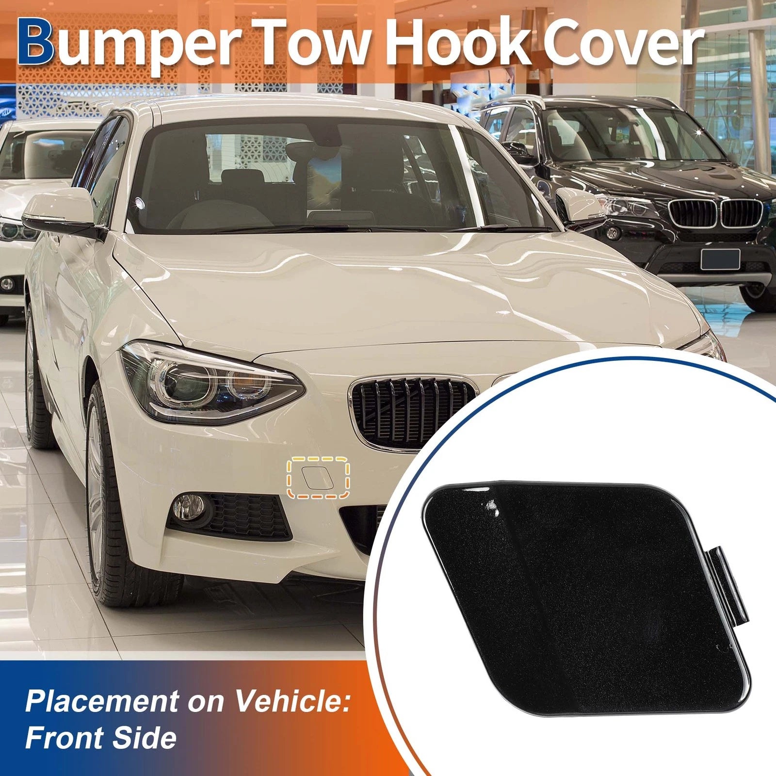 Tow Hook Cover for BMW 114i (2012–2014) No. 51118053828 Black Sapphire