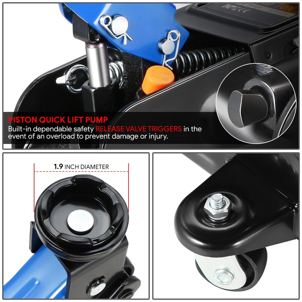 2 Ton Low Profile Hydraulic Floor Jack + Ratchet Stands for Truck SUV