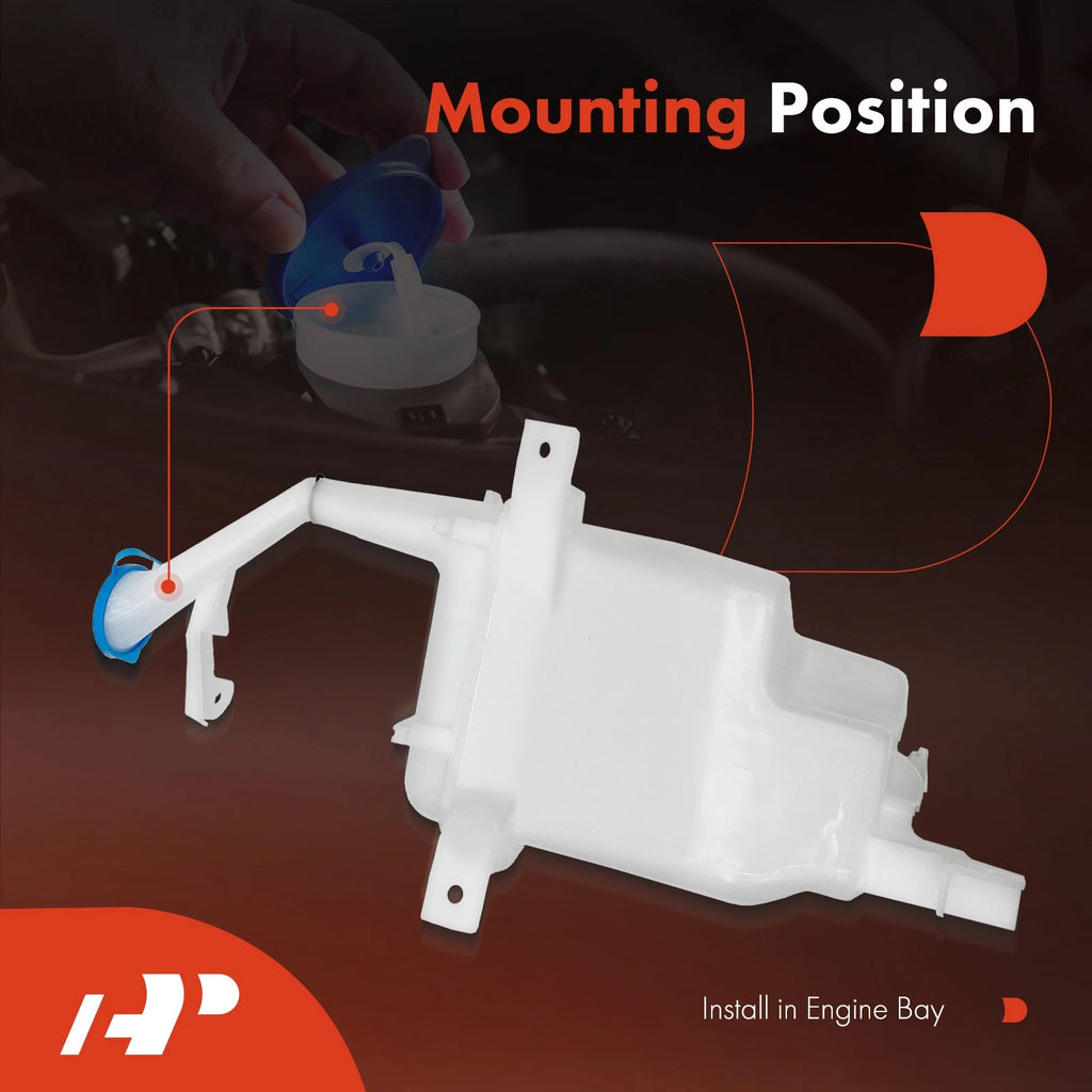 Windshield Washer Reservoir Tank with Cap & Pump for Nissan Versa (2007–2019)
