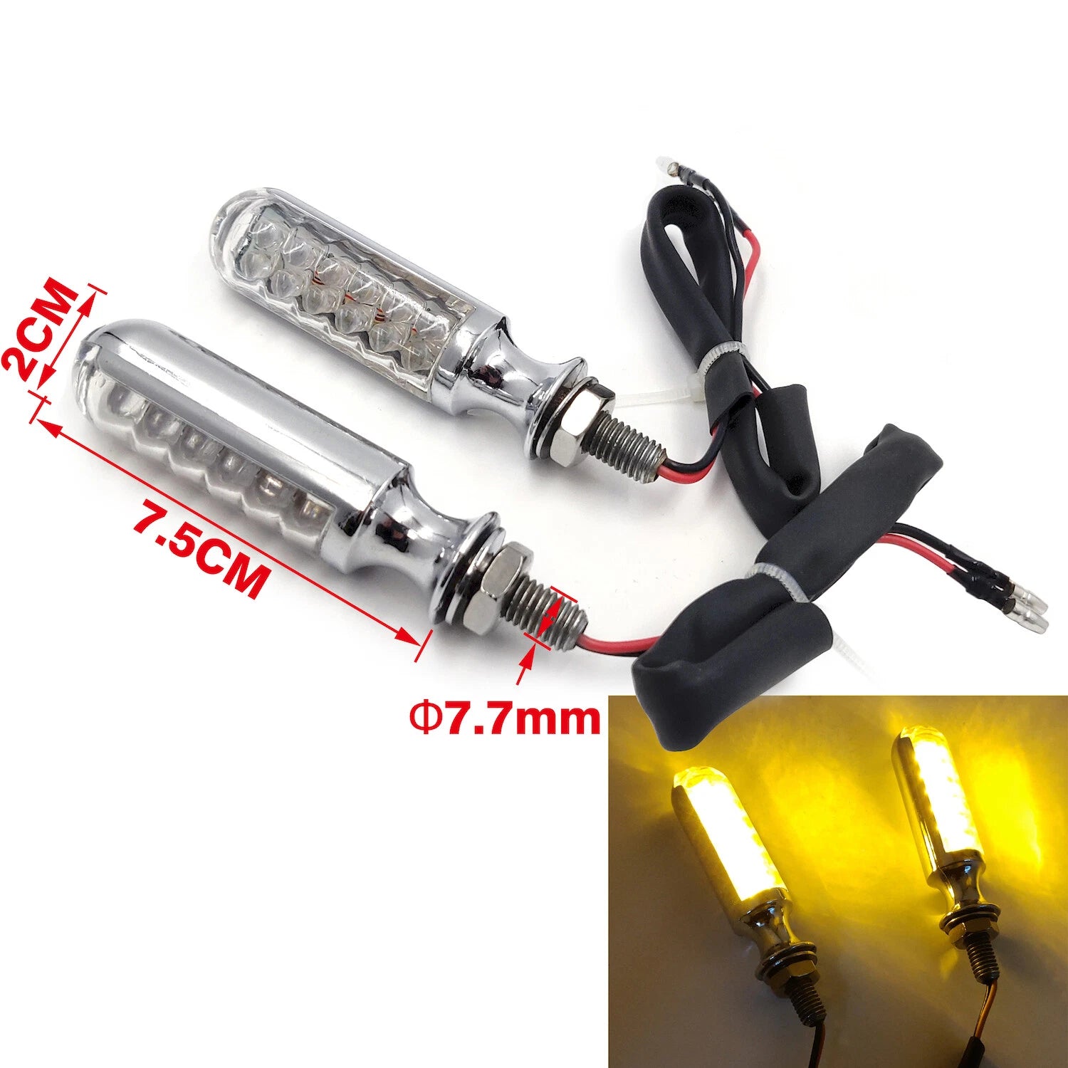 10mm Chrome Turn Signal Blinkers for Yamaha Kawasaki BMW Suzuki