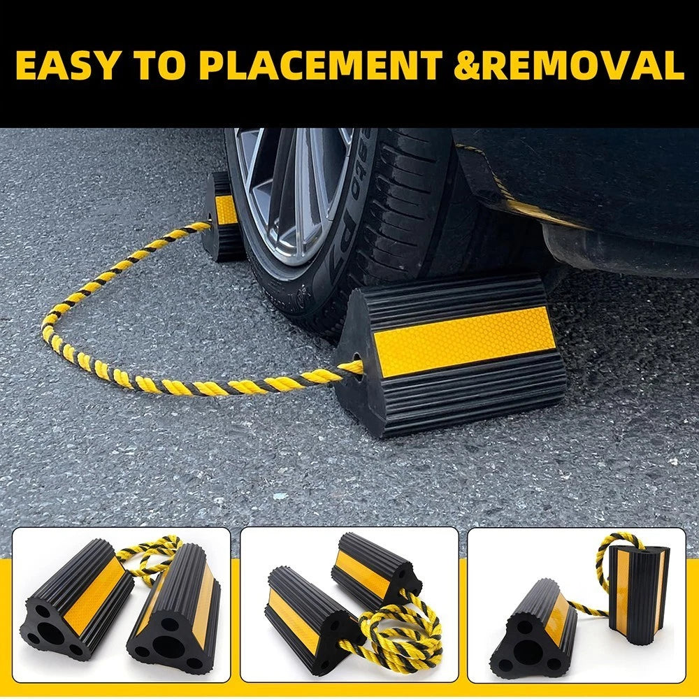 Set of 4 Wheel Chocks with Rope for RV Trailer Camper Truck