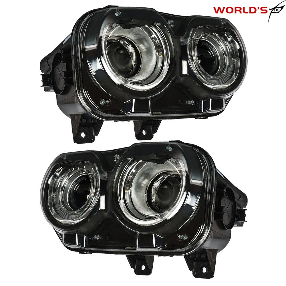 Set of 2 LED Headlights for Dodge Challenger (2015–2018) Black