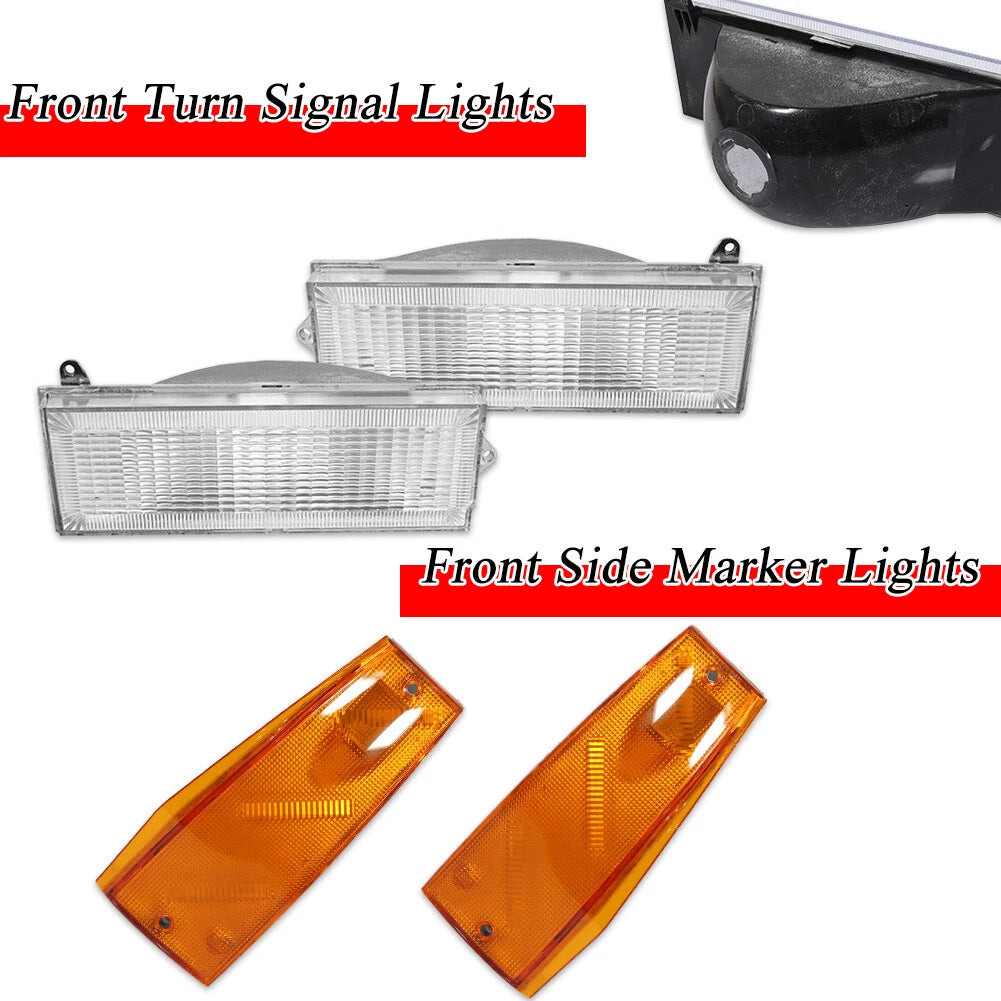 Set of 4 Clear Front Signal and Amber Marker Lamps for Jeep Cherokee (1984–1996)