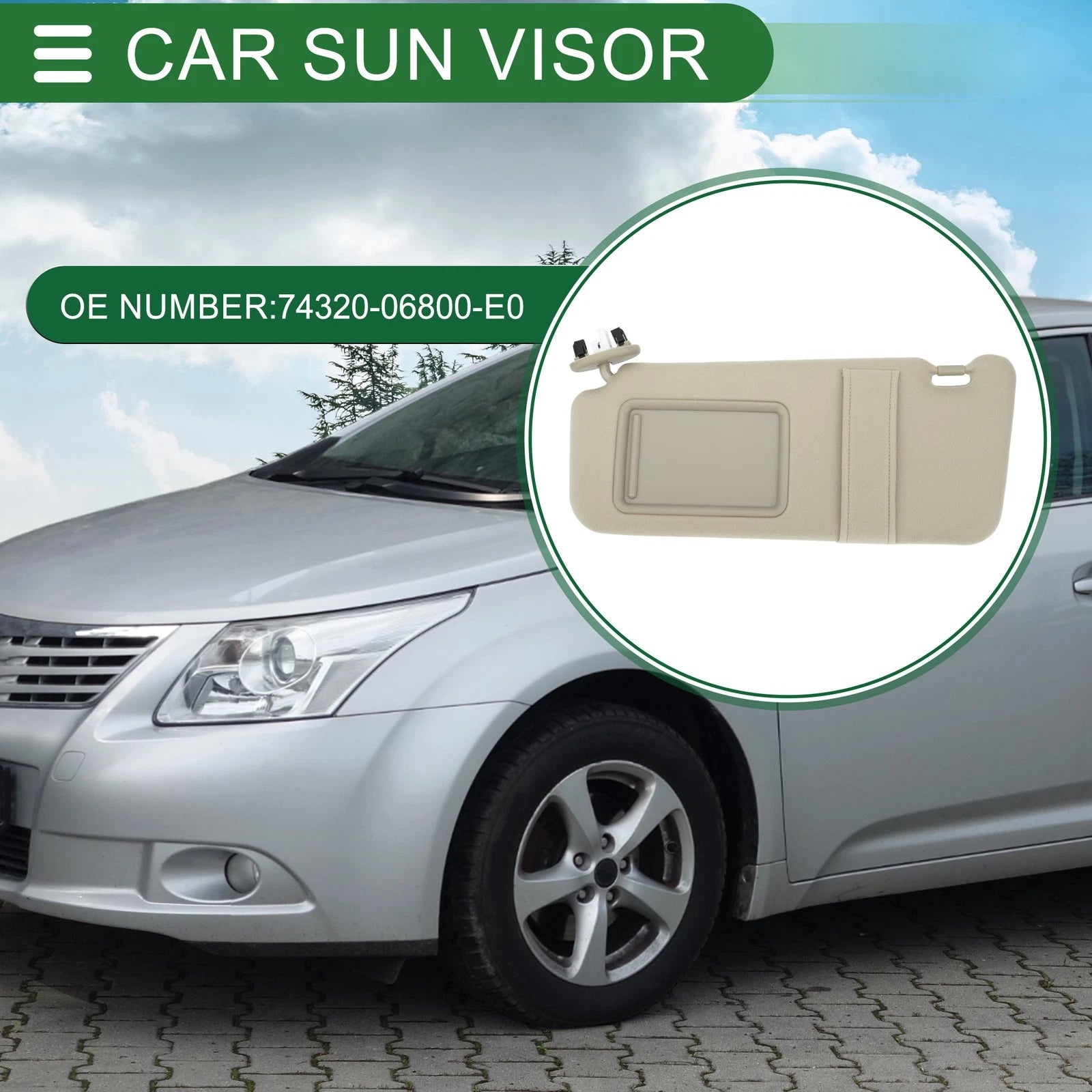 Left Driver Side Sun Visor No. 74320-06800-E0 for Toyota Camry (2007–2011)