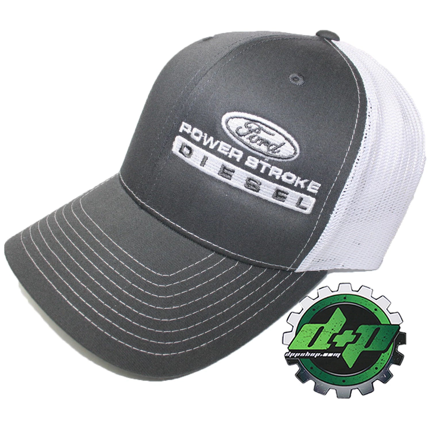 Ford Powerstroke Hat for Ford Truck (Charcoal Gray/White Mesh)