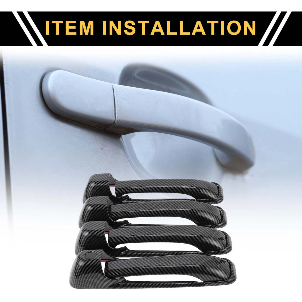 Set of 4 Outside Door Handle Covers for Dodge Ram 1500 (2009–2018) Carbon Fiber