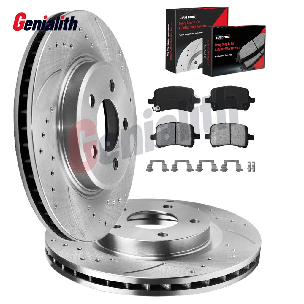 Front Drilled Rotors & Ceramic Brake Pads for Chevy Malibu (2004–2012)