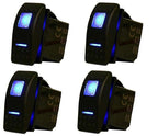 4Pcs 12V 20A Blue LED Rocker Switch Waterproof DPDT 7 Pin for Marine
