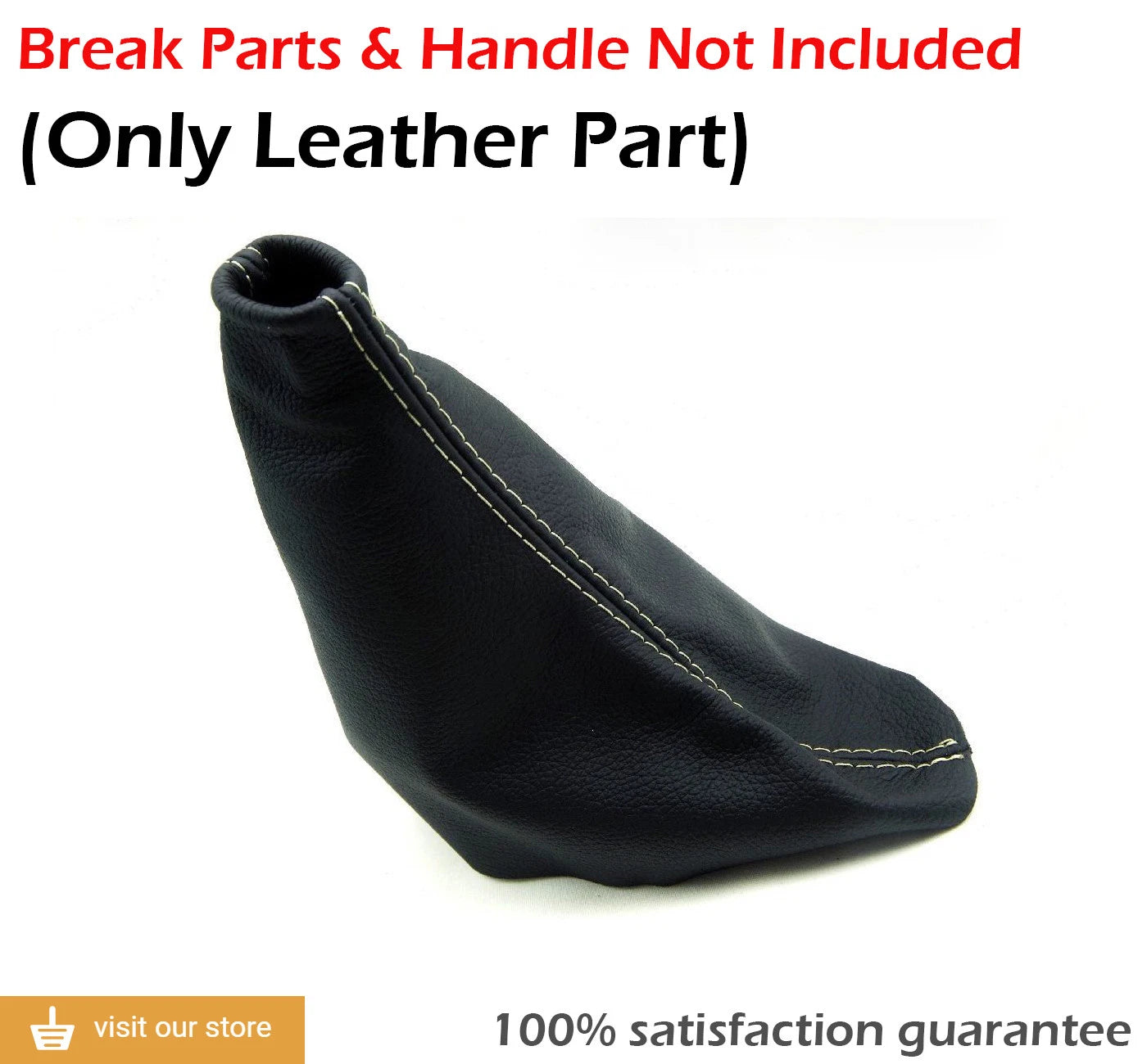 E Brake Boot for Ford Mustang (2010–2014) - Leather Synthetic Beige Stitch