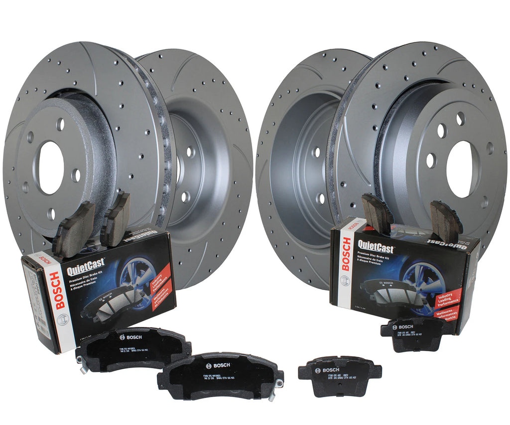 Front & Rear Brake Kit Drilled Disc Rotors & Bosch Pads for Dodge Jeep