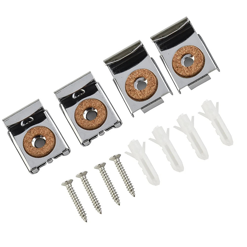 Set of 4 Chrome Mirror Mounting Clips for Frameless Mirrors