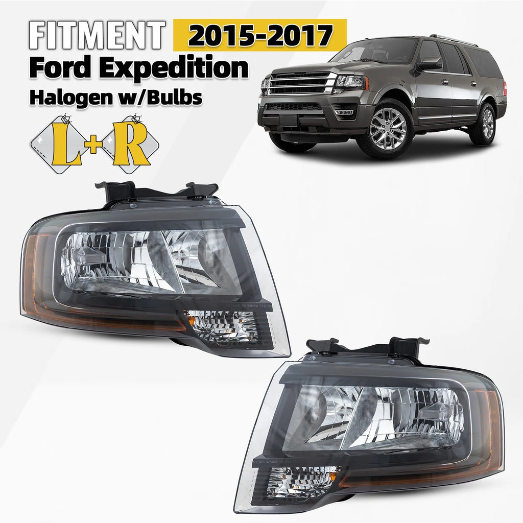 Halogen Headlight Set for Ford Expedition (2015–2017) w/Bulb Reflector