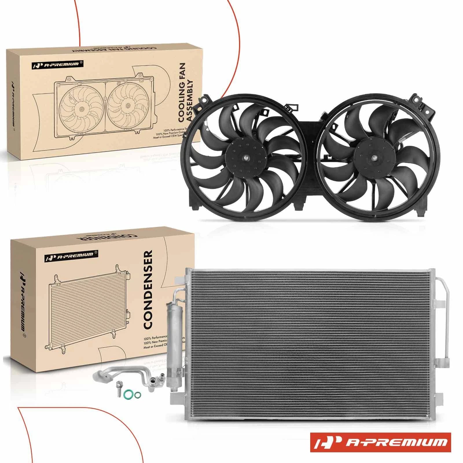 A/C Condenser and Dual Cooling Fan Kit for Nissan Altima Maxima 