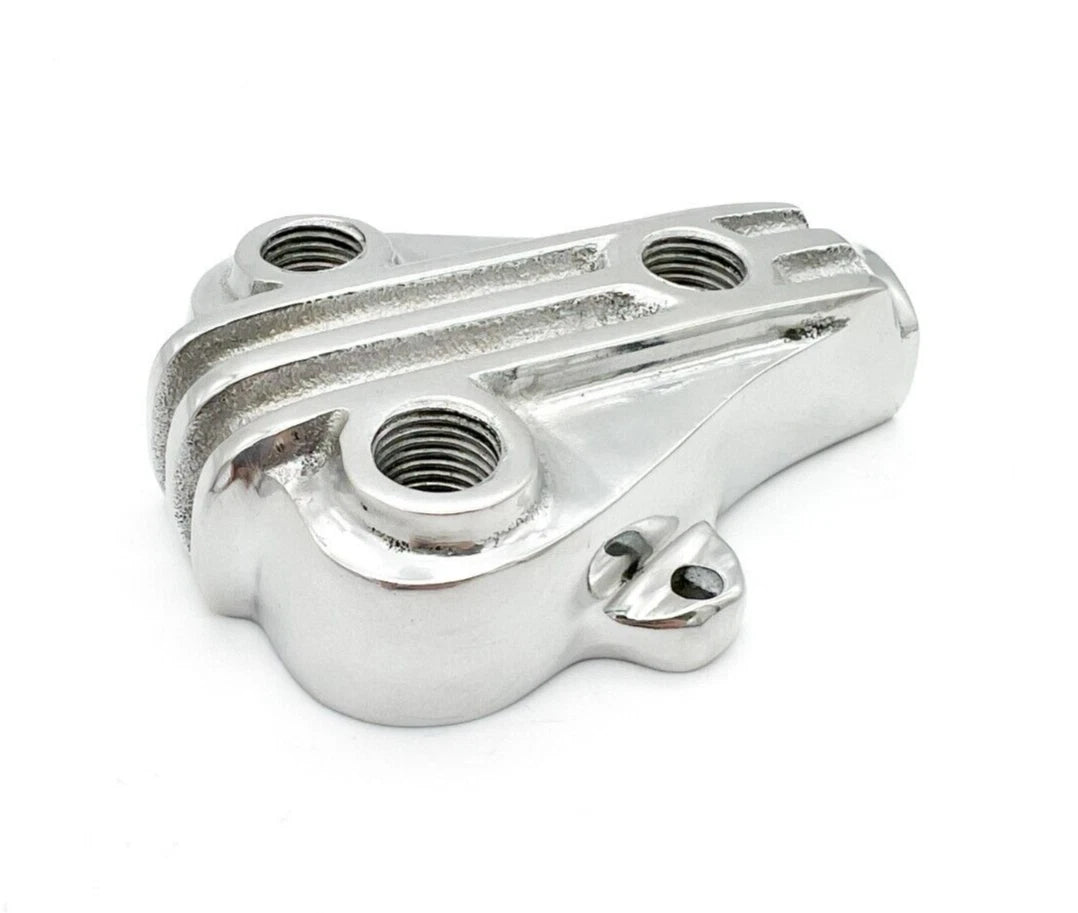 3 Port Fuel Distribution Block Polished Triangle Finned for Hot Rods (Aluminum, USA)