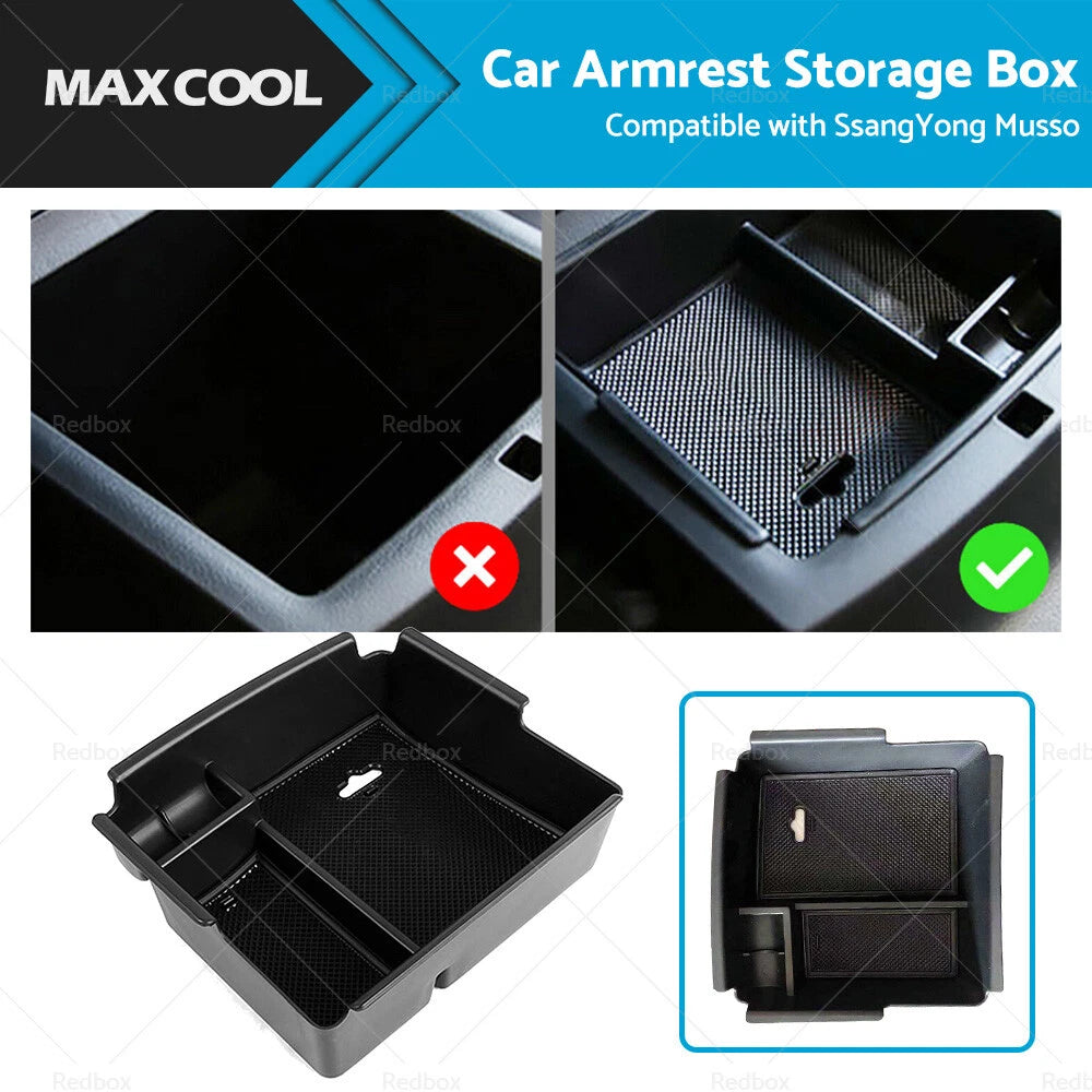 Center Console Armrest Storage Box Tray for SsangYong Musso (2019–2022)
