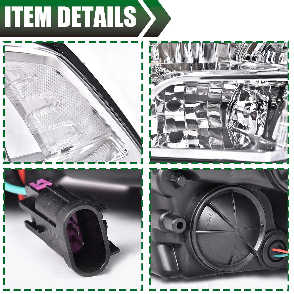 Set of 2 Clear Lens Chrome Headlights for Ram 1500 2500 3500