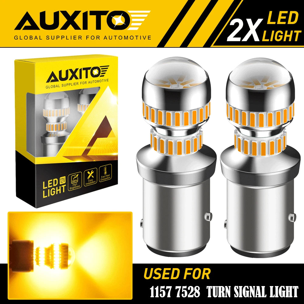 2X 1157 LED Turn Signal Bulbs for Various Vehicles (CANBUS, Amber)