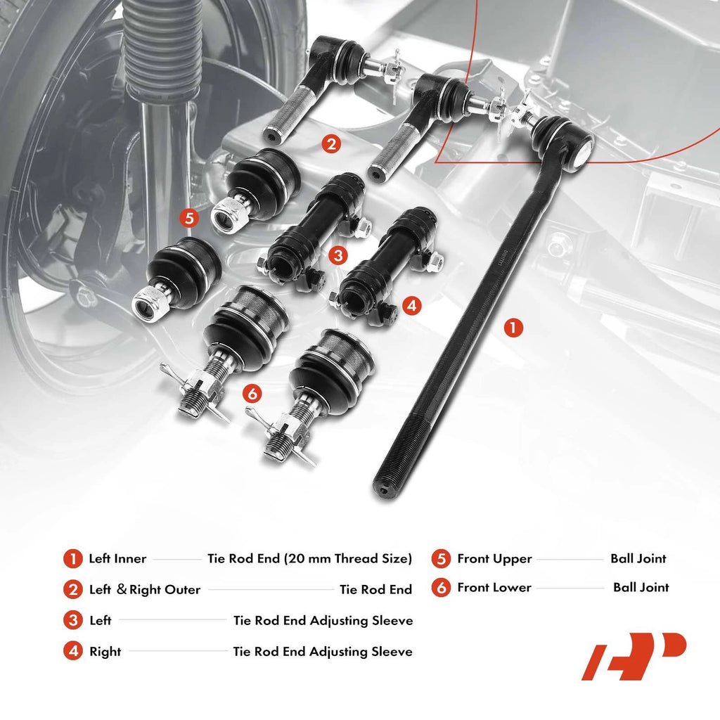 9x Tie Rod Ends & Ball Joints for Ford F-150 F-250 (1980–1996)